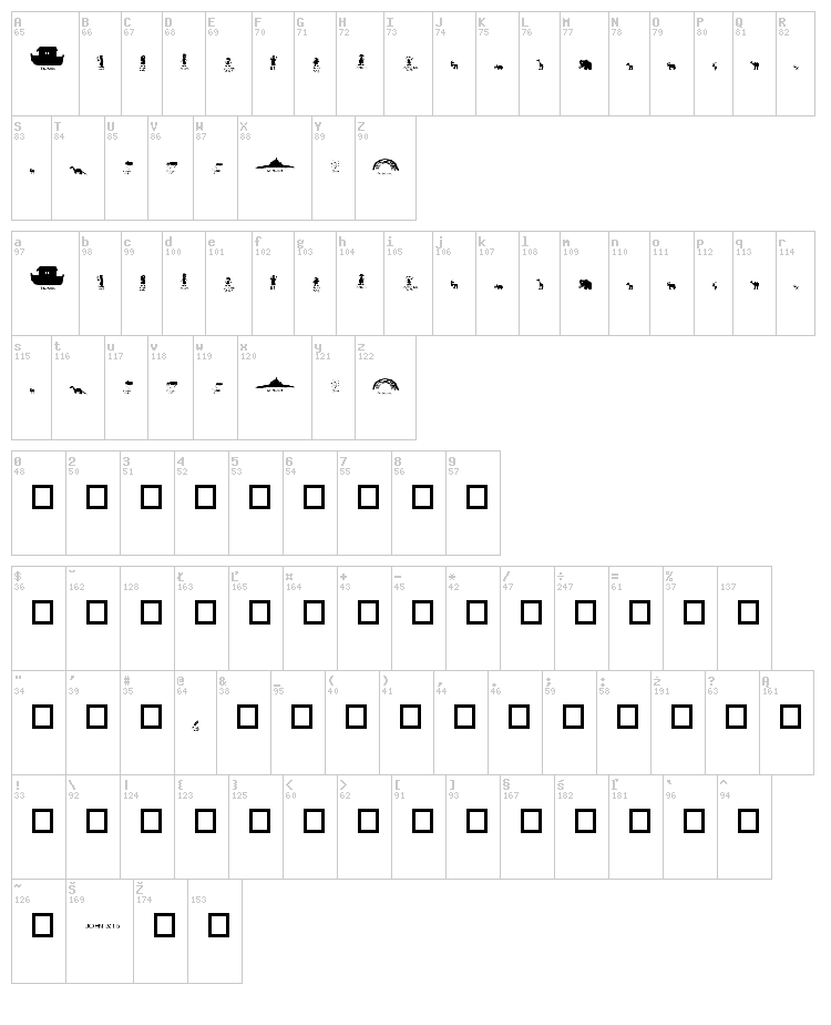 Noah's Ark font map